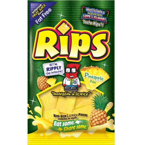 Rips Bite-Size Pineapple Pieces Peg Bags 4oz (113g)