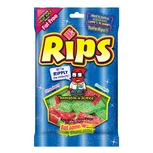 Rips Bite Size Pieces Strawberry/Green Apple peg bags 4oz (113g)