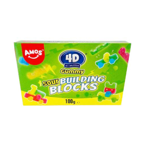 Amos 4D Gummy Sour Building Blocks (12 x 100g)