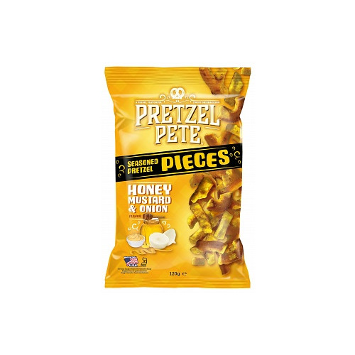 Pretzel Pete Honey, Mustard & Onion Pieces (8 x 120g)