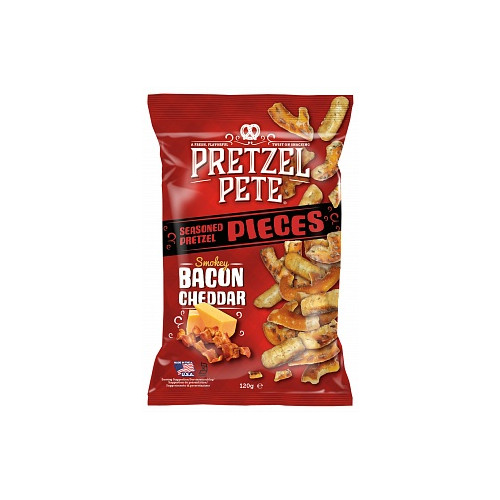 Pretzel Pete Smokey Bacon Cheddar Pieces (8 x 120g)